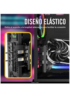Generic GPU Vertical Mount PCIe 4.0 Graphic Card Holder with 5V 3 Pin ARGB LED Module, Video Card VGA Support Kit with PCIe 4.0 X16 Gen4 17cm/6.69in Riser Cable 90 Degree Right Angle(Black)  - Image 4