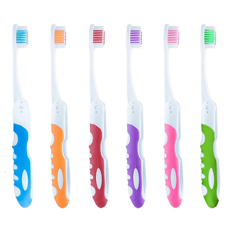 TRKETK 6Pcs Portable Folding Travel Toothbrush for Camping Hiking Soft Bristle Manual Toothbrush - Image 1