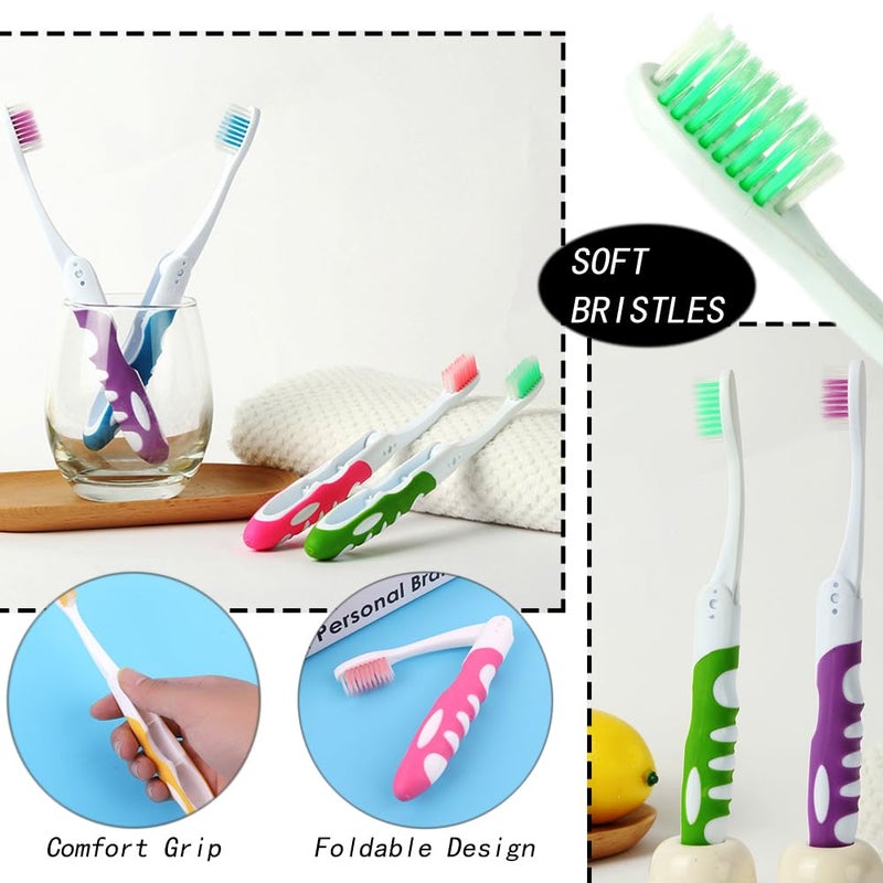 TRKETK 6Pcs Portable Folding Travel Toothbrush for Camping Hiking Soft Bristle Manual Toothbrush - Image 5