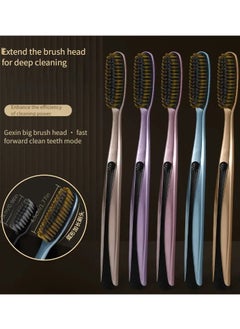 Goolsky 5pcs Independent Packaging Large Head Cleaning Long Brush Head Soft Hair Adult Fine Silk High Value Home Use Anti-slip Wide Head Toothbrush  - Image 1