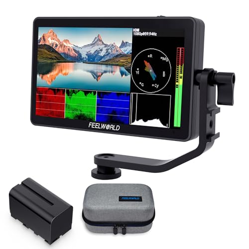 FEELWORLD F6 Plus V2 6 inch DSLR Camera Field Touch Screen Monitor with F750 Battery 4400mAh and Bag Waveform HDR LUT 1920x1080 IPS Video Peaking Focus Assist 4K HDMI 84V DC in Out - Image 1