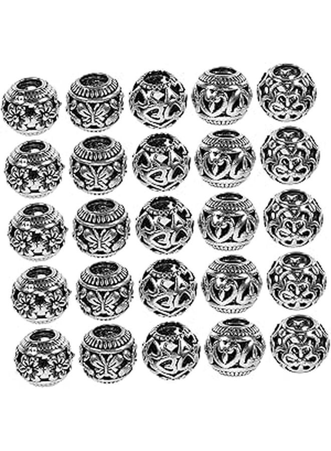 Large Hole Metal Spacer Beads 100pcs Hollow Round Charms For Jewelry Making DIY Bracelets Necklaces - Image 1