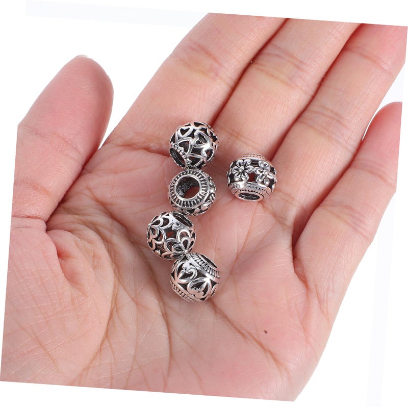 Large Hole Metal Spacer Beads 100pcs Hollow Round Charms For Jewelry Making DIY Bracelets Necklaces - Image 5