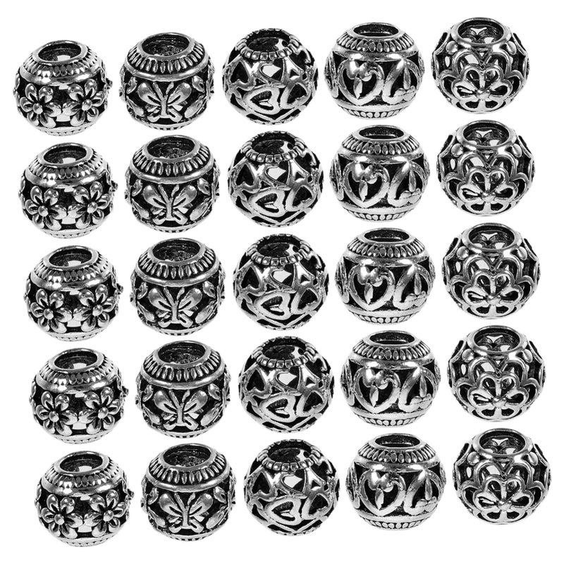 Large Hole Metal Spacer Beads 100pcs Hollow Round Charms For Jewelry Making DIY Bracelets Necklaces - Image 2