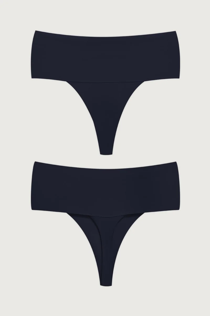 COTTONHILL Laser Cut Flexible Non-marking High Waist Thong 5-Pack Panties