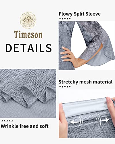 Timeson Blouses for Women Dressy Casual,Tunic Tops for Women Loose Fit 3/4 Sleeves V Neck Elbow Length Modlily Tops Ladies Flowy Long Shirts Spring Business Attire Office Work Wear Black Gray L - Image 5
