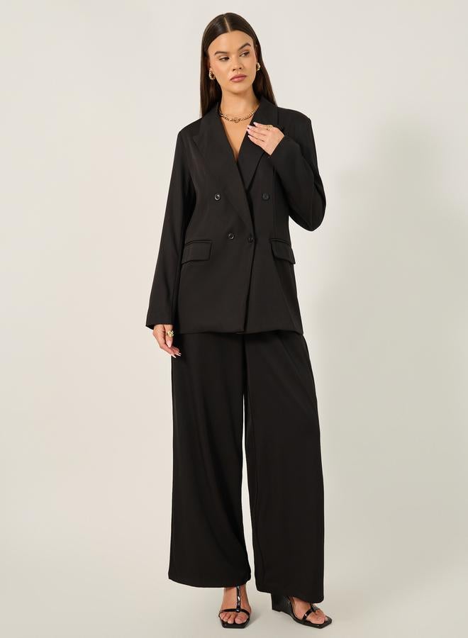 Styli Double Breasted Notch Lapel Neck Longline Blazer  - Image 2