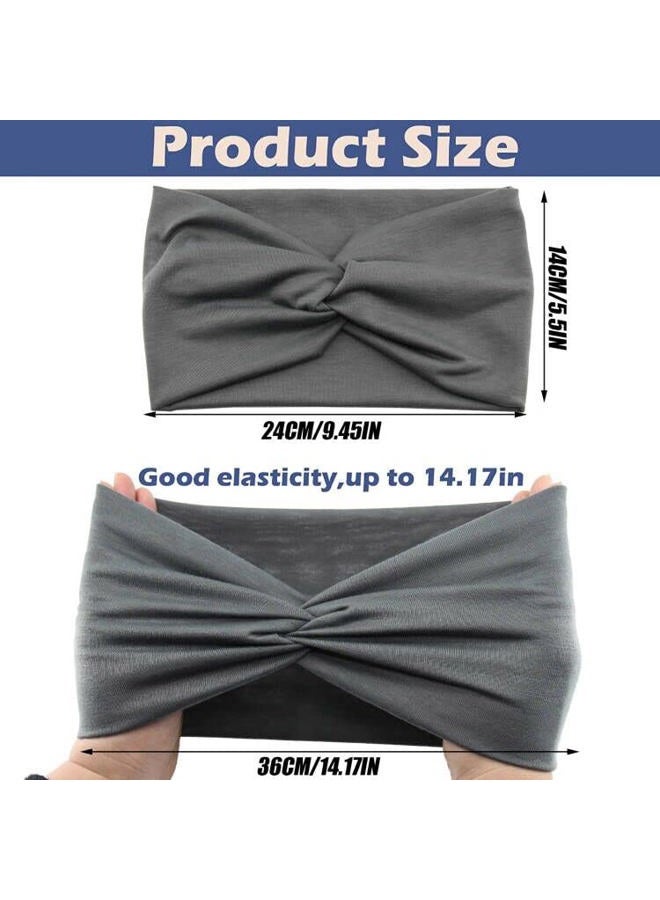 Carede Wide Headbands for Women, Large Twist Headbands Boho Turban Headband Stretchy Head Wraps Yoga Head Bands For Women's Hair,Pack of 8 - Image 2