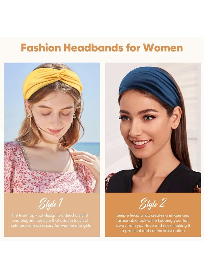 Carede Wide Headbands for Women, Large Twist Headbands Boho Turban Headband Stretchy Head Wraps Yoga Head Bands For Women's Hair,Pack of 8 - Image 4