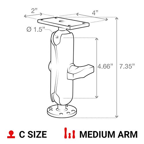 RAM MOUNTS Drill-Down Double GPS Ball Mount for Humminbird Helix 7 RAM-202-24-202U with Medium Arm - Image 4