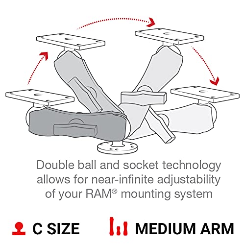RAM MOUNTS Drill-Down Double GPS Ball Mount for Humminbird Helix 7 RAM-202-24-202U with Medium Arm - Image 5
