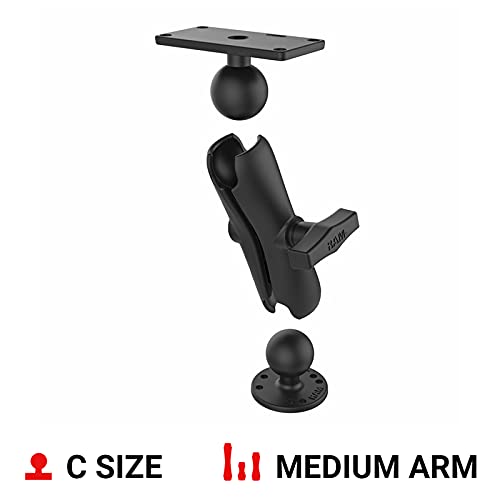 RAM MOUNTS Drill-Down Double GPS Ball Mount for Humminbird Helix 7 RAM-202-24-202U with Medium Arm - Image 3