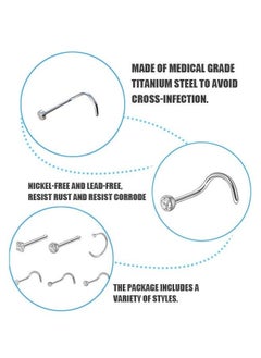 Generic 30 Pcs 20G Nose Rings For Women Nose Piercings Jewelry Gold Nose Rings Hoops Stainless Steel Nose Studs Screw For Women Men Silver  - Image 3