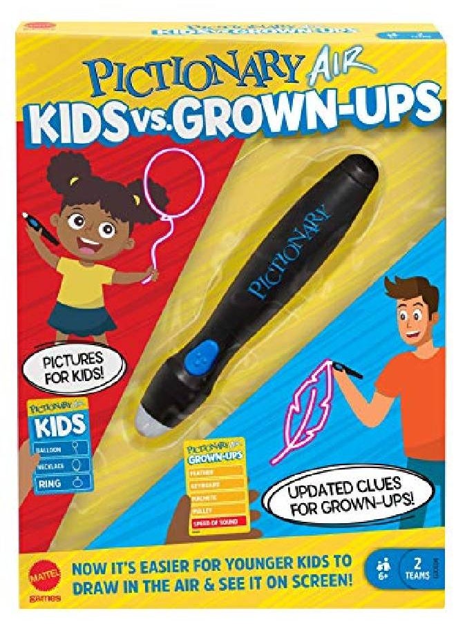 Mattel Games Pictionary Air Kids Vs Grownups Family Drawing Game, Links To Smart Devices, Gift For Kid, Family & Adult Game Night, Ages 6 Years & Older  - Image 1