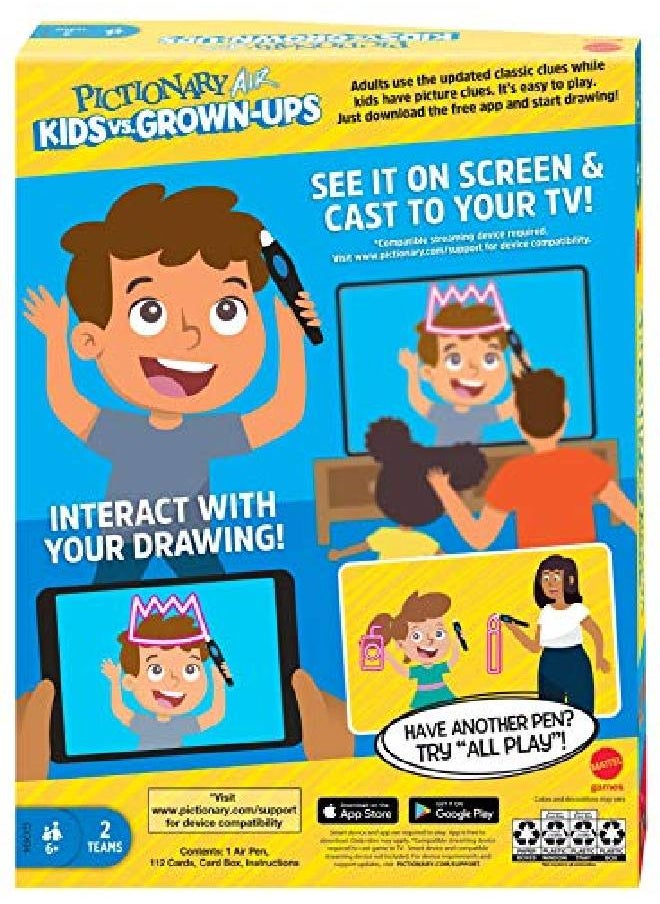 Mattel Games Pictionary Air Kids Vs Grownups Family Drawing Game, Links To Smart Devices, Gift For Kid, Family & Adult Game Night, Ages 6 Years & Older  - Image 5