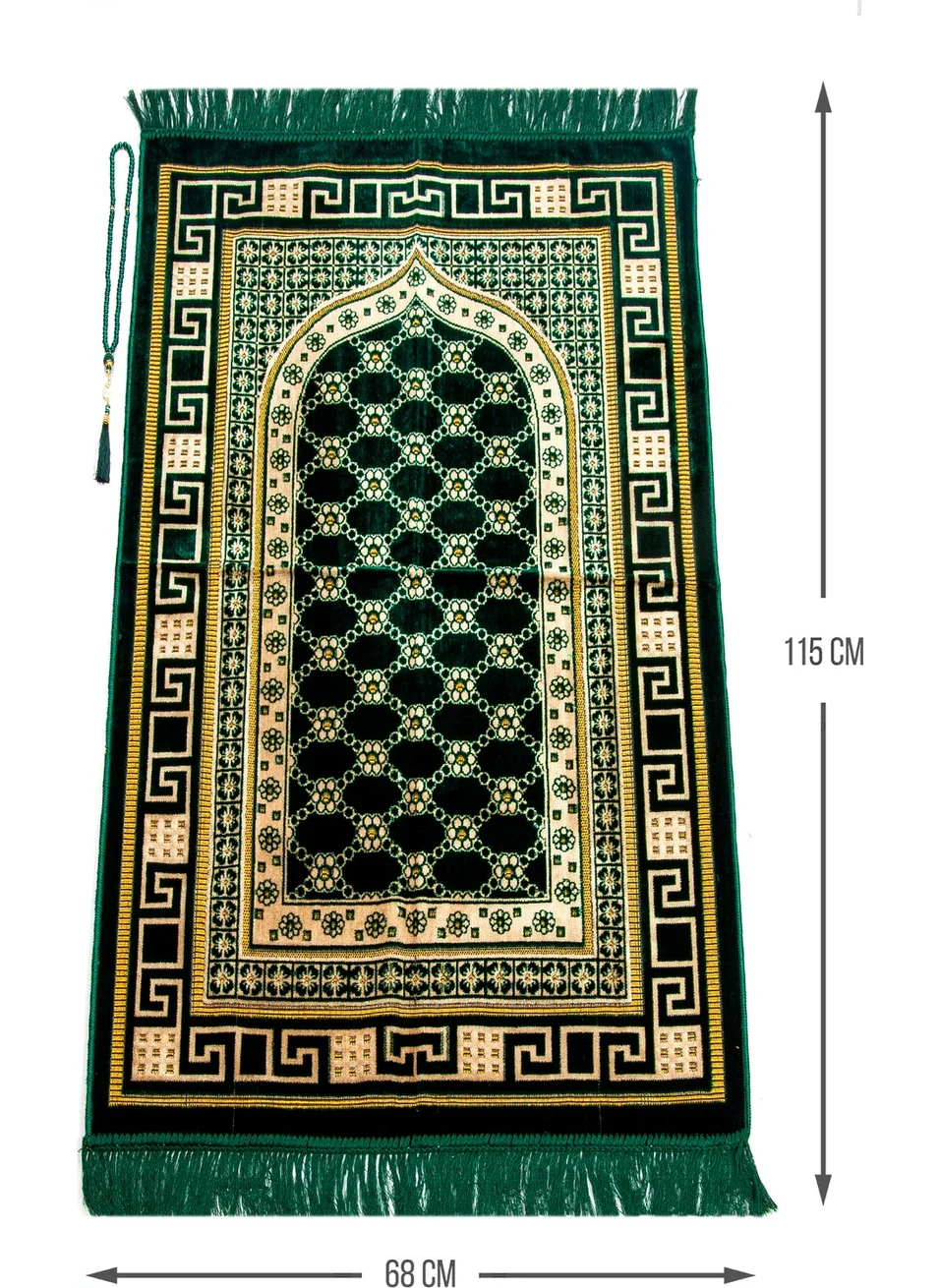 İhvan Ihvan Luxury Velvet Chippinger Prayer Rug Rosary Gift Green