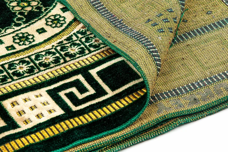 İhvan Ihvan Luxury Velvet Chippinger Prayer Rug Rosary Gift Green