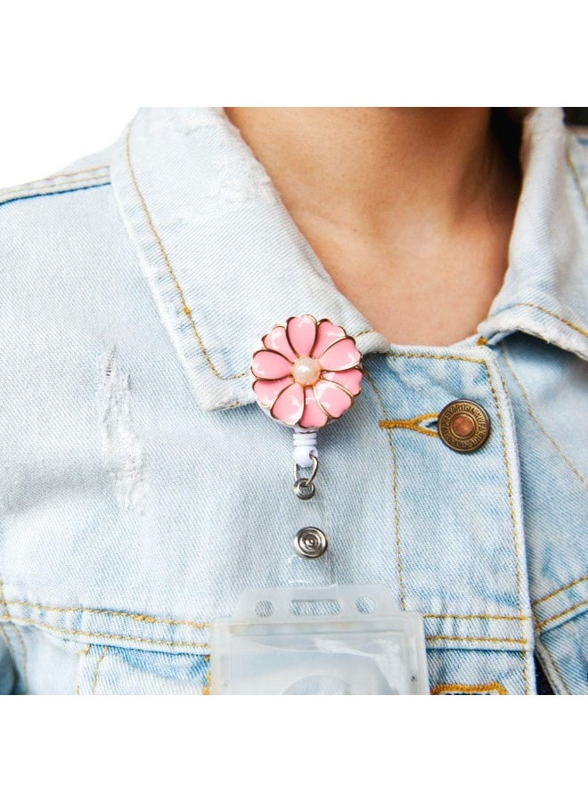 يوڠام 3 قطع من حاملي الشارات القابلة للسحب مع مشبك تمساح – بكرة شارة هوية بحبل قابل للسحب بطول 24 بوصة مع خرزة لؤلؤية - Image 5