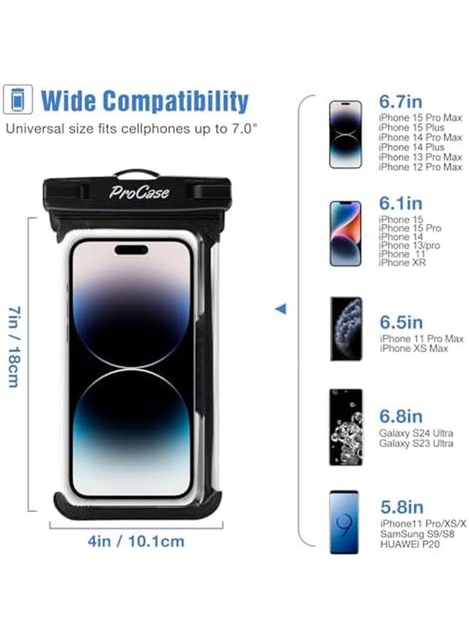 Procases 2 Pack Waterproof Phone Pouch Underwater Phone Case Up To 7" Dry Bag For Iphone 16 15 14 13 Pro Plus Max Galaxy S24 S23 S22 Ultra Beach Essentials Clear - Image 2