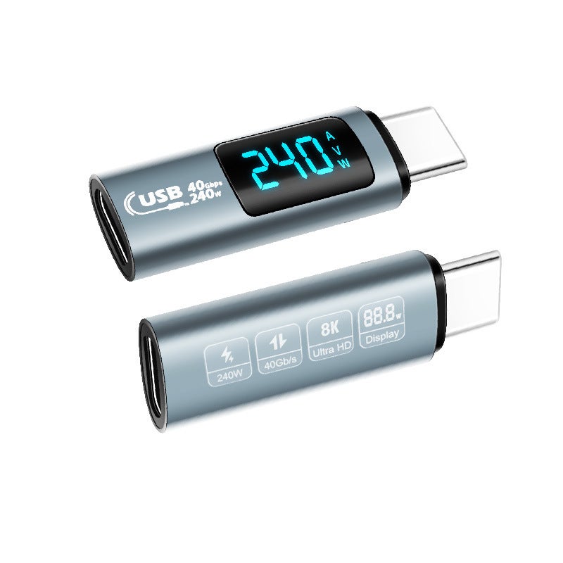 240W USB4 Display Adapter Type-C Power Tester Aluminum Alloy 40G for Apple 15 Slab gray