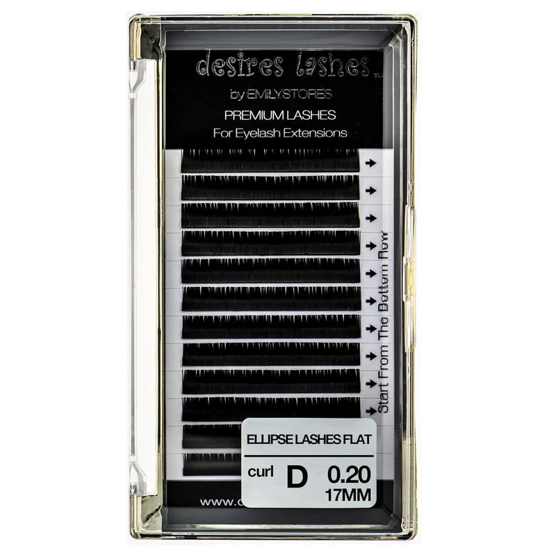 DESIRES LASHES By EMILYSTORES Ellipse Lashes Flat 0.20mm Thickness D Curl Length 17mm Lashes Extensions Single Size For eyelash Extension(Ellipse,Flat0.20,D,17mm)