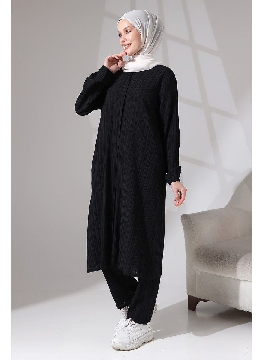 İhvan Ihvan Women's Wrapped Fabric Hidden Zipper Double Set Hajj Umrah Outfit Black  - Image 2