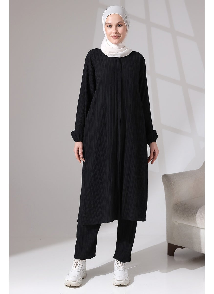 İhvan Ihvan Women's Wrapped Fabric Hidden Zipper Double Set Hajj Umrah Outfit Black  - Image 1