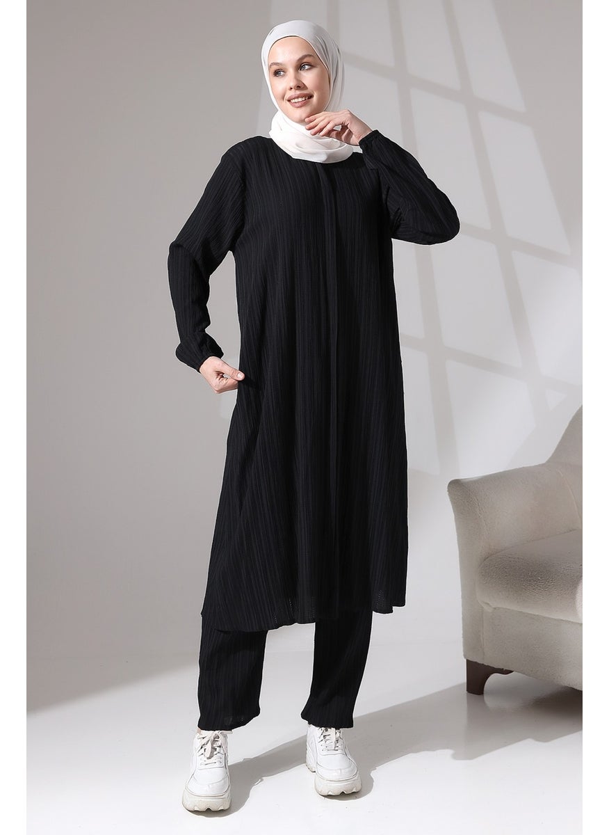 İhvan Ihvan Women's Wrapped Fabric Hidden Zipper Double Set Hajj Umrah Outfit Black  - Image 4