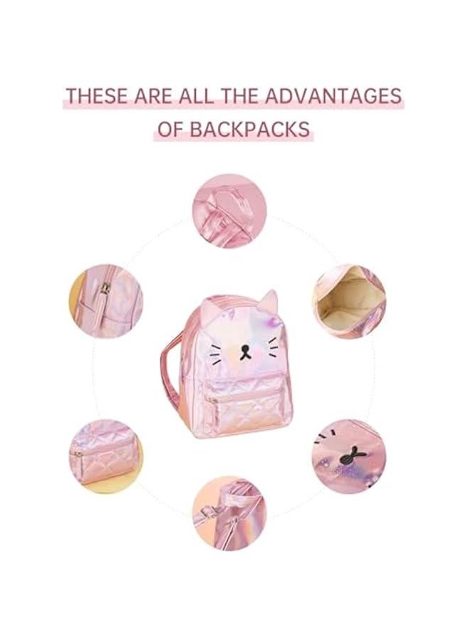 Women's Laser Holographic Backpack Cute Hologram Shoulder Bag Casual Daypack Purse  Birthday Gift,Pink Cat - Image 4