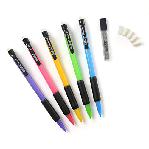 Promarx Graff 07 Mechanical Pencils with Comfort Grip, Extra Lead and Eraser Included, 0.7mm, Assorted Colors, 5 Count - Image 2