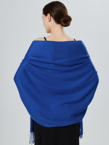 QBSM Womens Royal Blue Large Soft Pashmina Scarfs Evening Dresses Shawls Wraps - Image 5