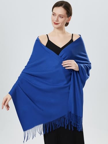 QBSM Womens Royal Blue Large Soft Pashmina Scarfs Evening Dresses Shawls Wraps - Image 4