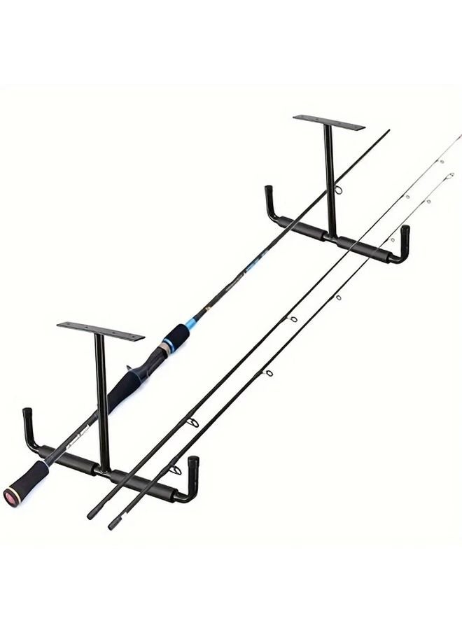 رفوف تخزين معدنية سوداء ثقيلة مثبتة على السقط مع خطاطيف 2 قطعة - Image 4