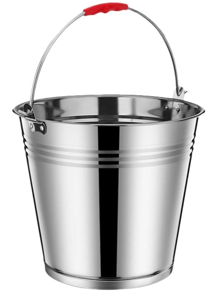 DubaiGallery Stainless Steel Bucket with Handle Water Cleaning Champagne Icebox Garden 18L  - Image 1