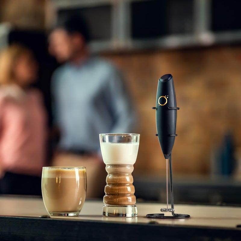 Unicoff Milk Frother Matte Black - Coffee Frother Handheld with Electric Whisk - 19000 rpm - Book Recipes and Stainless Steel Stand Included - Hand Mixer Electric (Matte Black Onyx) - Image 2