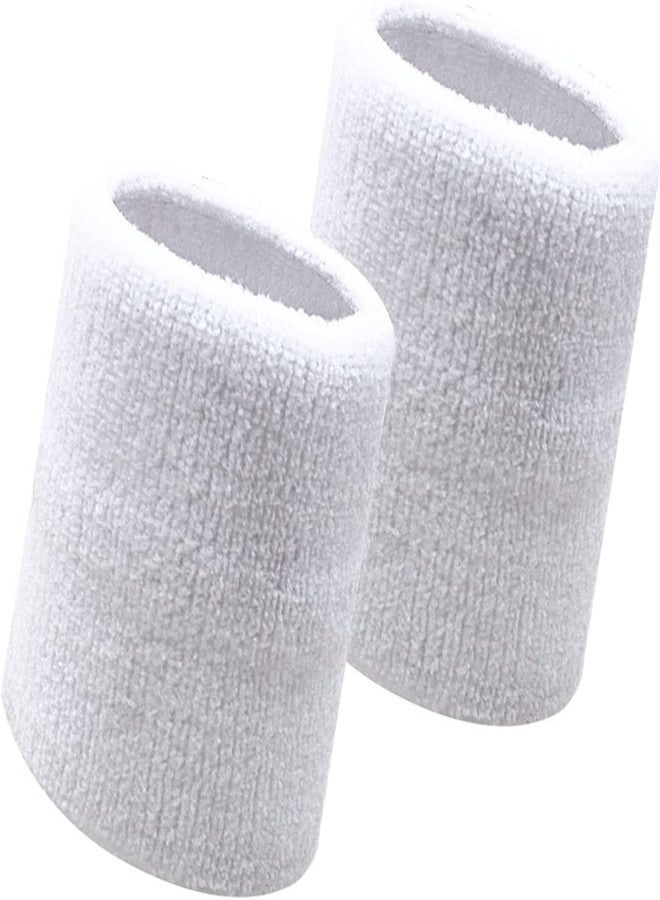 Canbee سوار معصم كانبي للتنس، والريشة الطائرة، وكرة السلة، ورفع الأثقال، والنادي الرياضي، واليوغا، والكريكيت، وجميع الرياضات الأخرى. سوار 3 بوصة، زوج واحد (أبيض). - Image 1