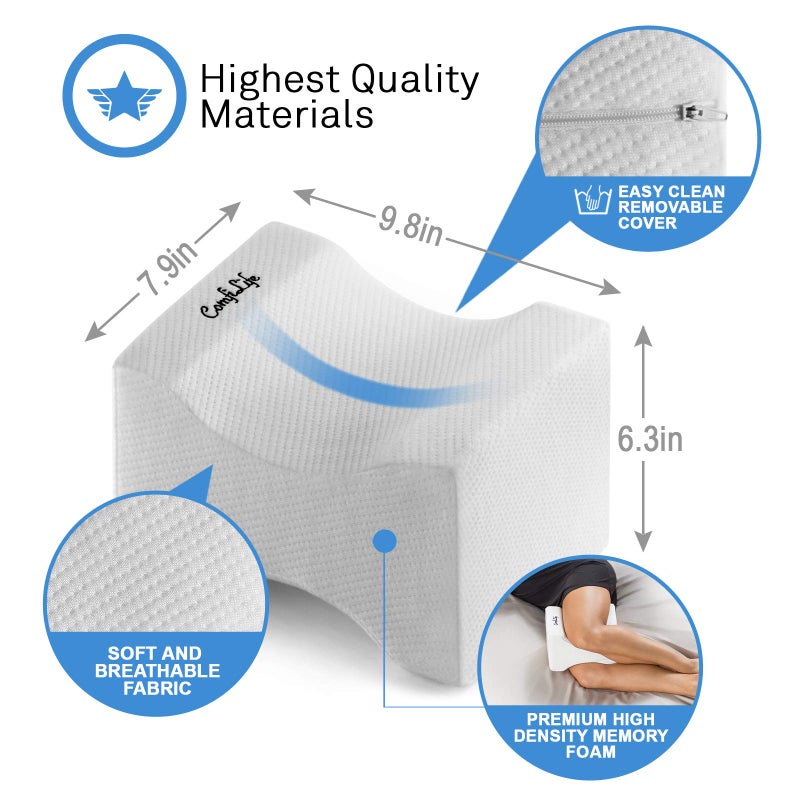 ComfiLife Orthopedic Knee and Leg Pillow for Side Sleepers Sleeping - 100% Memory Foam for Back Pain, Hip Pain Relief - Image 3