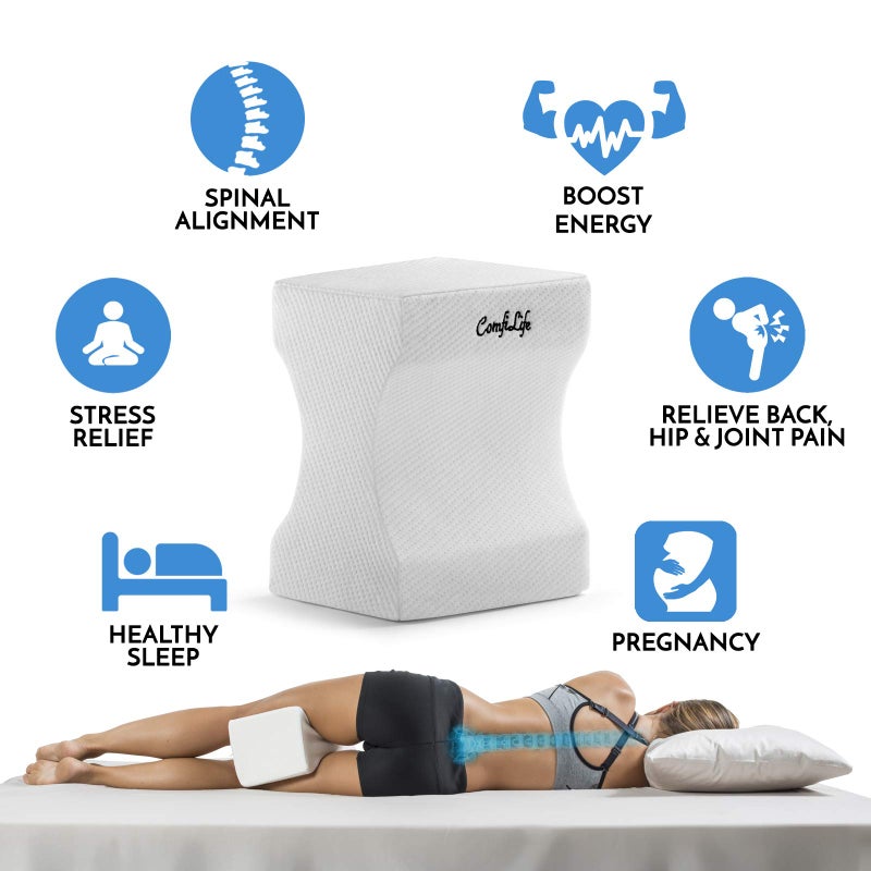 ComfiLife Orthopedic Knee and Leg Pillow for Side Sleepers Sleeping - 100% Memory Foam for Back Pain, Hip Pain Relief - Image 5