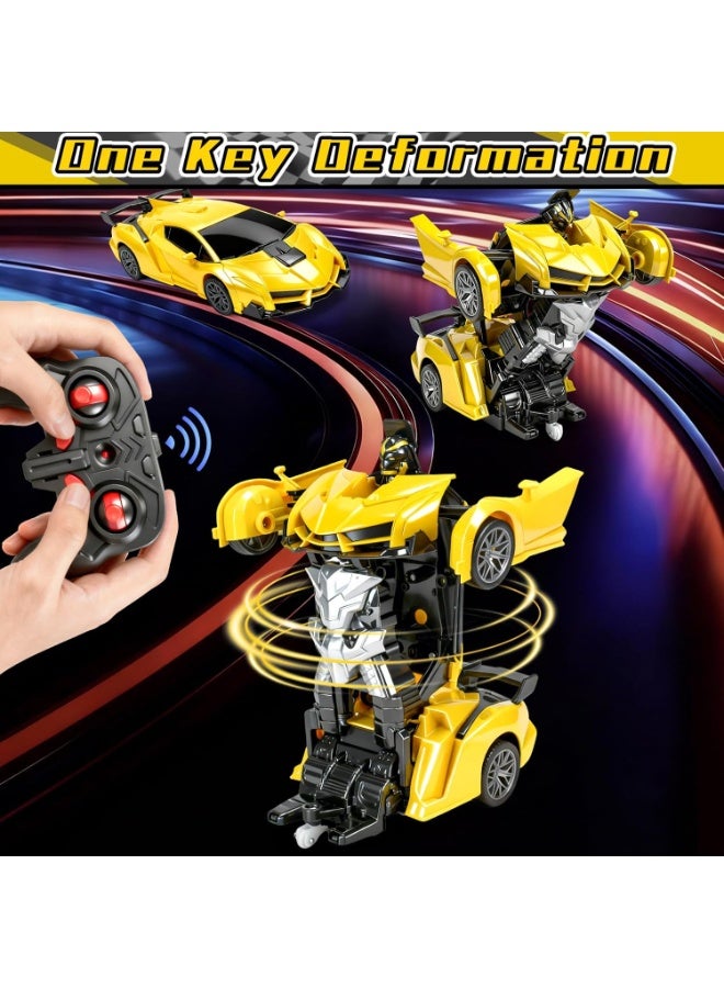 JAJEEK Remote Control Transforming Robot Car for Kids – 1:18 Scale RC Race Car with One-Button Transformation, 360° Drifting Action, LED Lights, High-Speed Vehicle Toy for Boys & Girls (Yellow) - Image 3