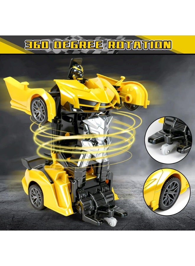JAJEEK Remote Control Transforming Robot Car for Kids – 1:18 Scale RC Race Car with One-Button Transformation, 360° Drifting Action, LED Lights, High-Speed Vehicle Toy for Boys & Girls (Yellow) - Image 4