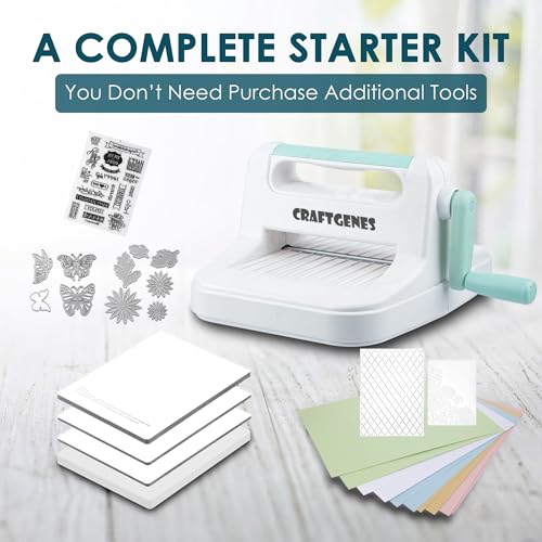 CraftGenes Manual Die Cutting Machine, Embossing Machine 6'' Opening Size for Cardmaking, Scrapbooking, and DIY Crafts – Complete Set with A5 Die Cuts, Embossing Folders, Plates, Clear Stamps - Image 5