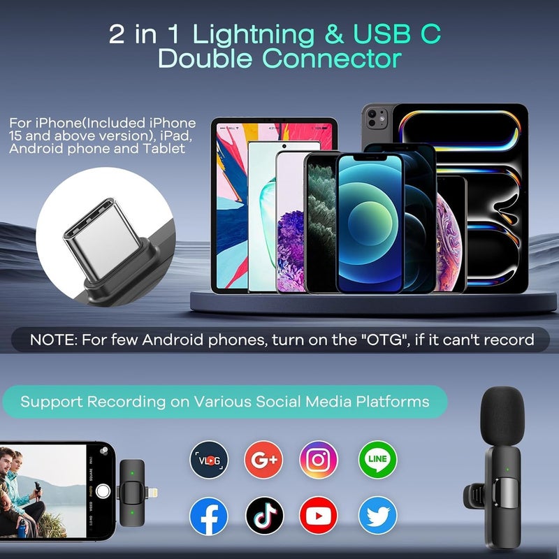 SKY - TOUCH Wireless Lavalier Microphone for Android/iPhone/Laptop - Mini Lapel Mic with Noise Canceling for Interviews , Vlogs , and YouTube (2TX+1RX ) - Image 2