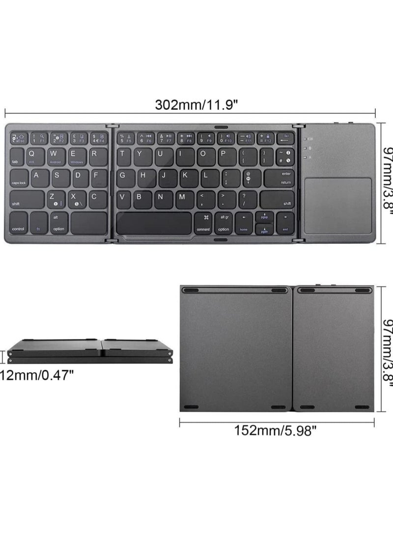 ELTRAZONE Ultra Thin Mini Bluetooth 3.0 Foldable Keyboard Wireless Folding BT With Touchpad Keyboard compatible with Tablet PC Laptop Mobilephone - Image 4