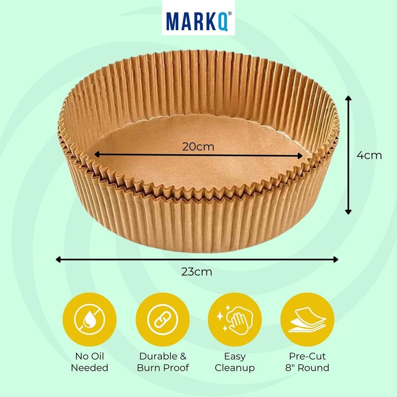 MARKQ Air Fryer Disposable Paper – Non Stick Round Parchment Liners, Food Grade Baking Paper for Air Fryer, Oven, Microwave, Cooking, Roasting, Frying, 20 cm, 100 Sheets - Image 2