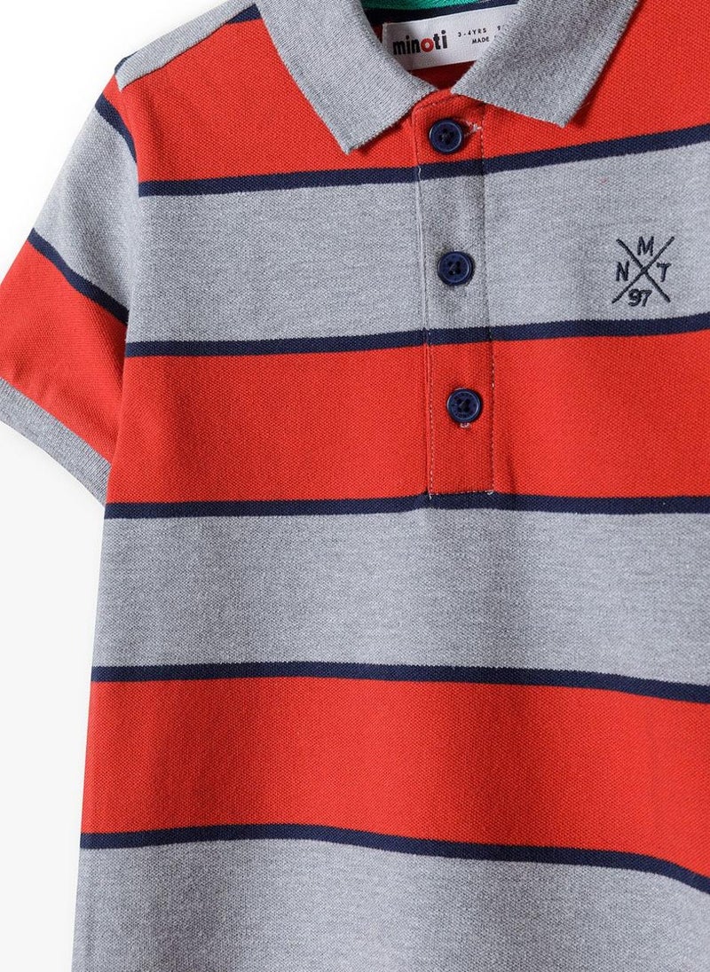 MINOTI Boys' Short Sleeve Polo Shirt with Button Placket - Image 4