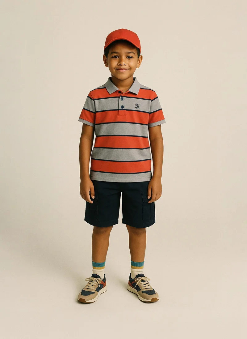 MINOTI Boys' Short Sleeve Polo Shirt with Button Placket