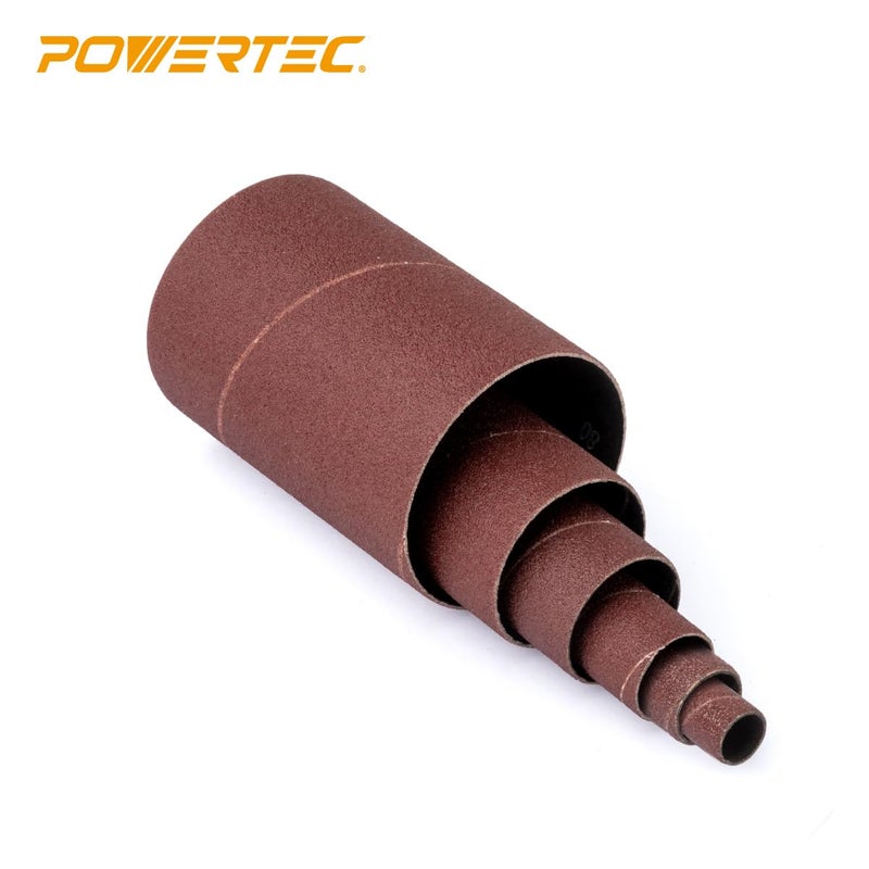 POWERTEC 11204 4.5" Sanding Sleeves for Spindle Sander | 80 Grit | Aluminum Oxide Sandpaper Sanding Sleeves 4-1/2” Long in 6 Diameters 1/2”, 3/4”, 1”, 1-1/2”, 2” and 3” – 6 Pk - Image 2