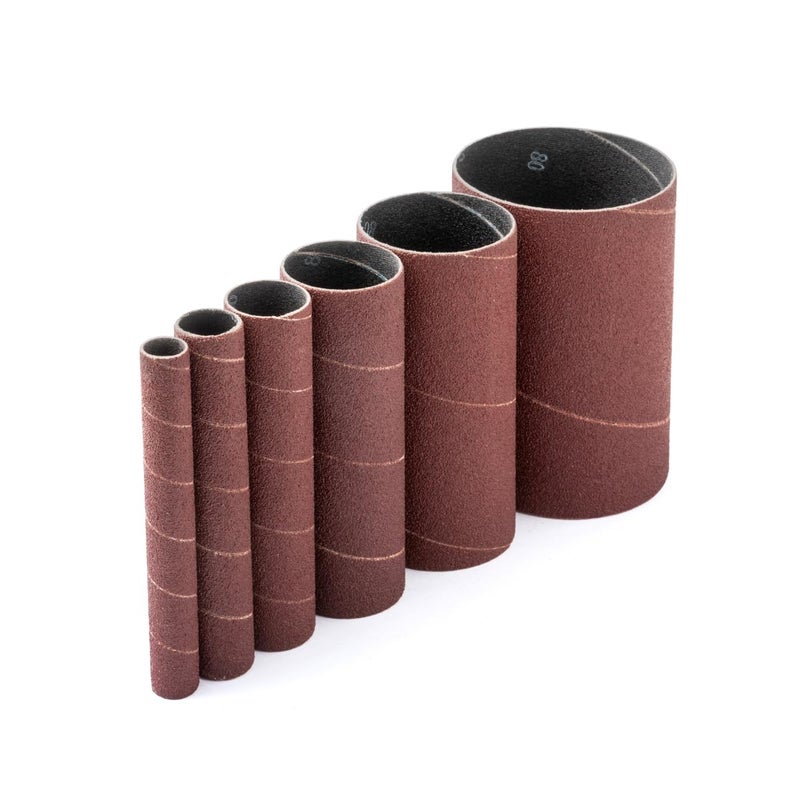 POWERTEC 11204 4.5" Sanding Sleeves for Spindle Sander | 80 Grit | Aluminum Oxide Sandpaper Sanding Sleeves 4-1/2” Long in 6 Diameters 1/2”, 3/4”, 1”, 1-1/2”, 2” and 3” – 6 Pk - Image 1