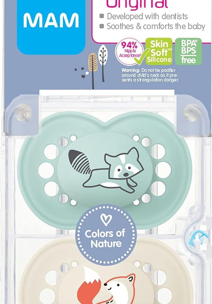MAM Original Matte Baby Pacifier, Shape Helps Promote Healthy Oral Development, Sterilizer Case, Boy, 6-16 Months (Pack of 2) - Image 2