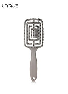 Unique Hair Brush - Detangler Brush With Nylon Bristles - for Women and Men - Paddle Detangling Brush for Wet Dry Curly Thick Straight Hair（Grey）  - Image 1